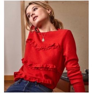 SÉZANE Andreas Ruffle Lace Wool/Cashmere Jumper